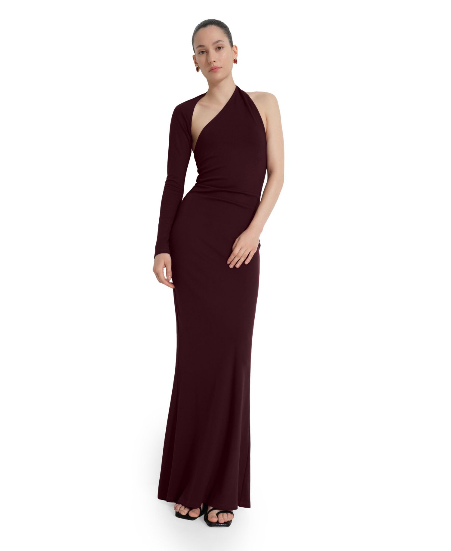 Women's Manhattan One-Shoulder Long-Sleeve Mermaid Evening Gown