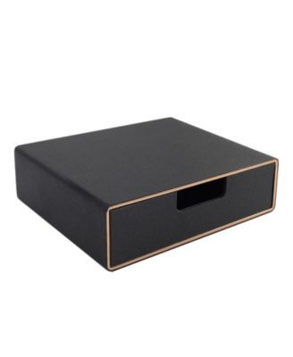 Faux Leather Stackable Drawer Organizer Desk File Storage For Home Office Supplies