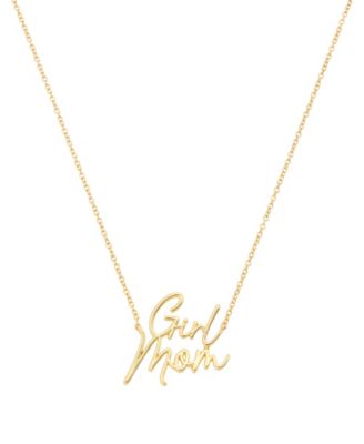 Gold-Plated Girl Mom Script Pendant Necklace