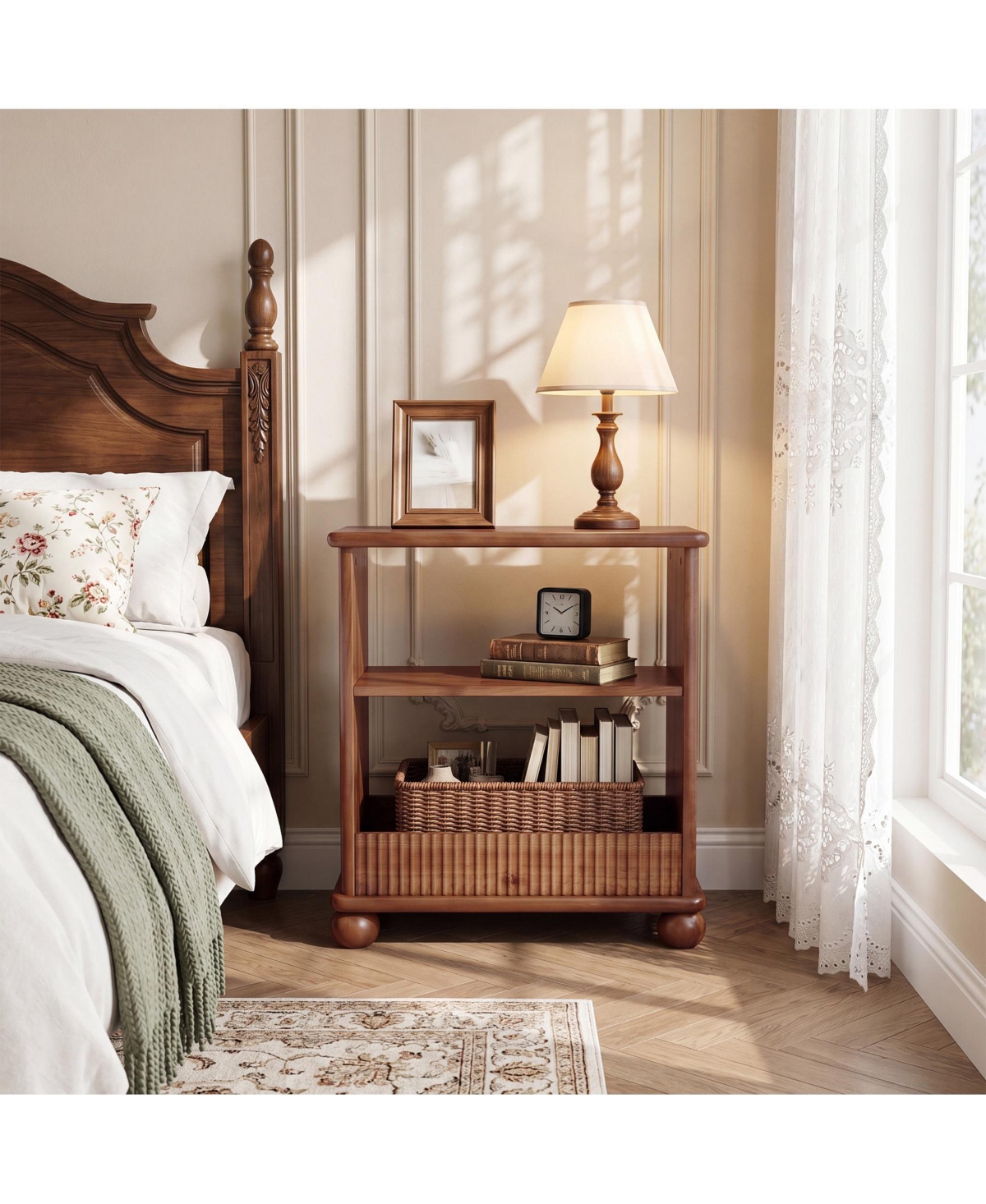Tribesigns Solid Wood Side Table,3-Tier Narrow End Table,Easy Assembly
