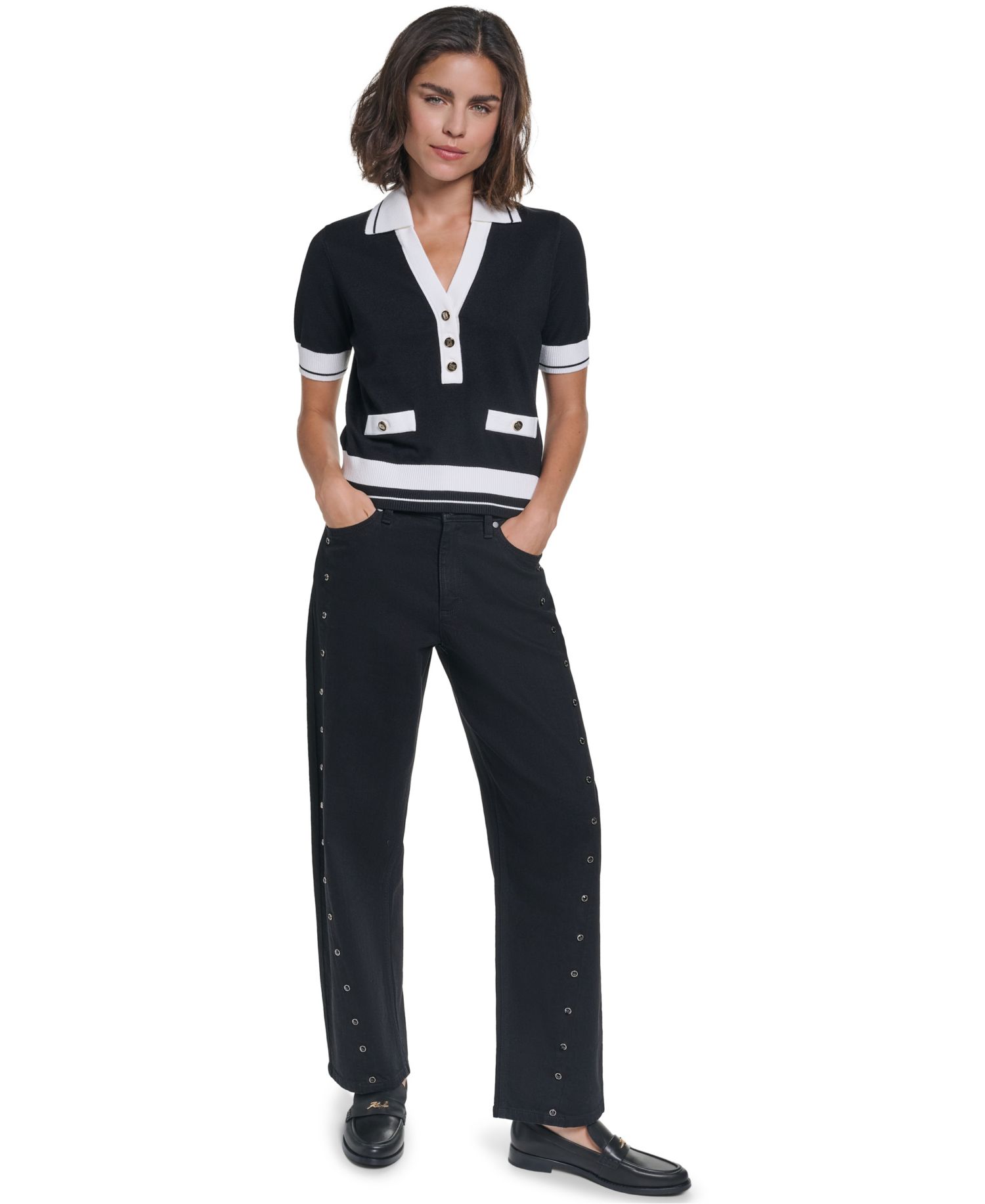 Women's Short-Sleeve Collared Sweater