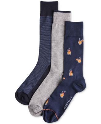 Men's Drinks Flat-Knit Stripe Crew Socks, 3-Pack