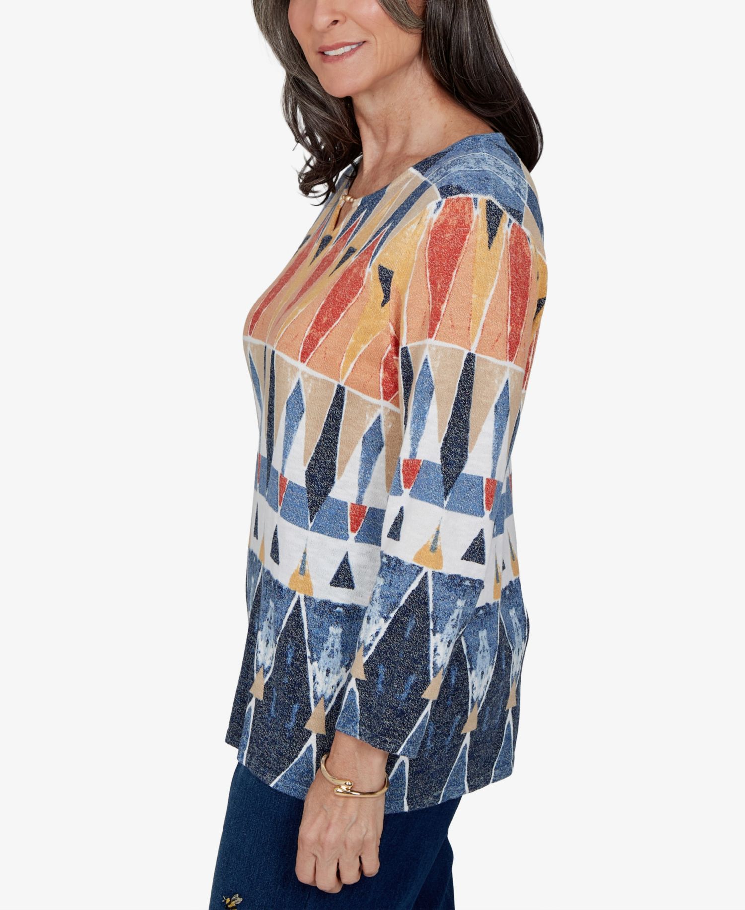 Petite 3/4-Sleeve Henley Sweater