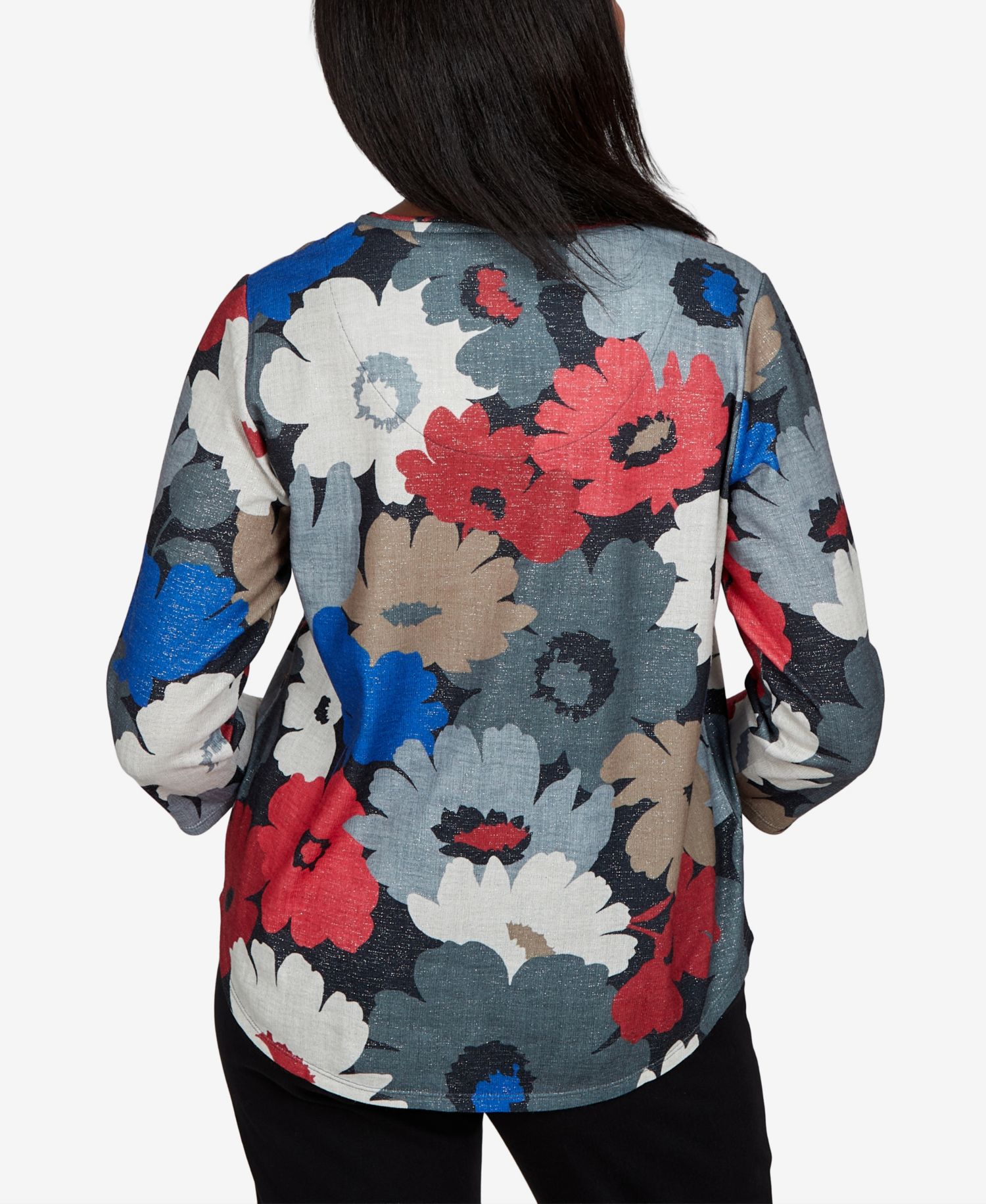 Petite Floral 3/4-Sleeve V-Neck Top