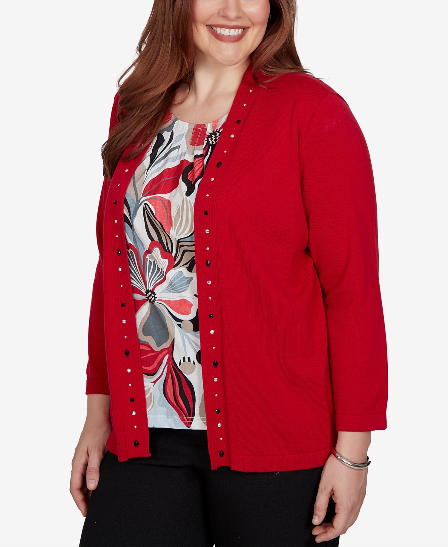 Petite Shawl-Collar 3/4-Sleeve Cardigan