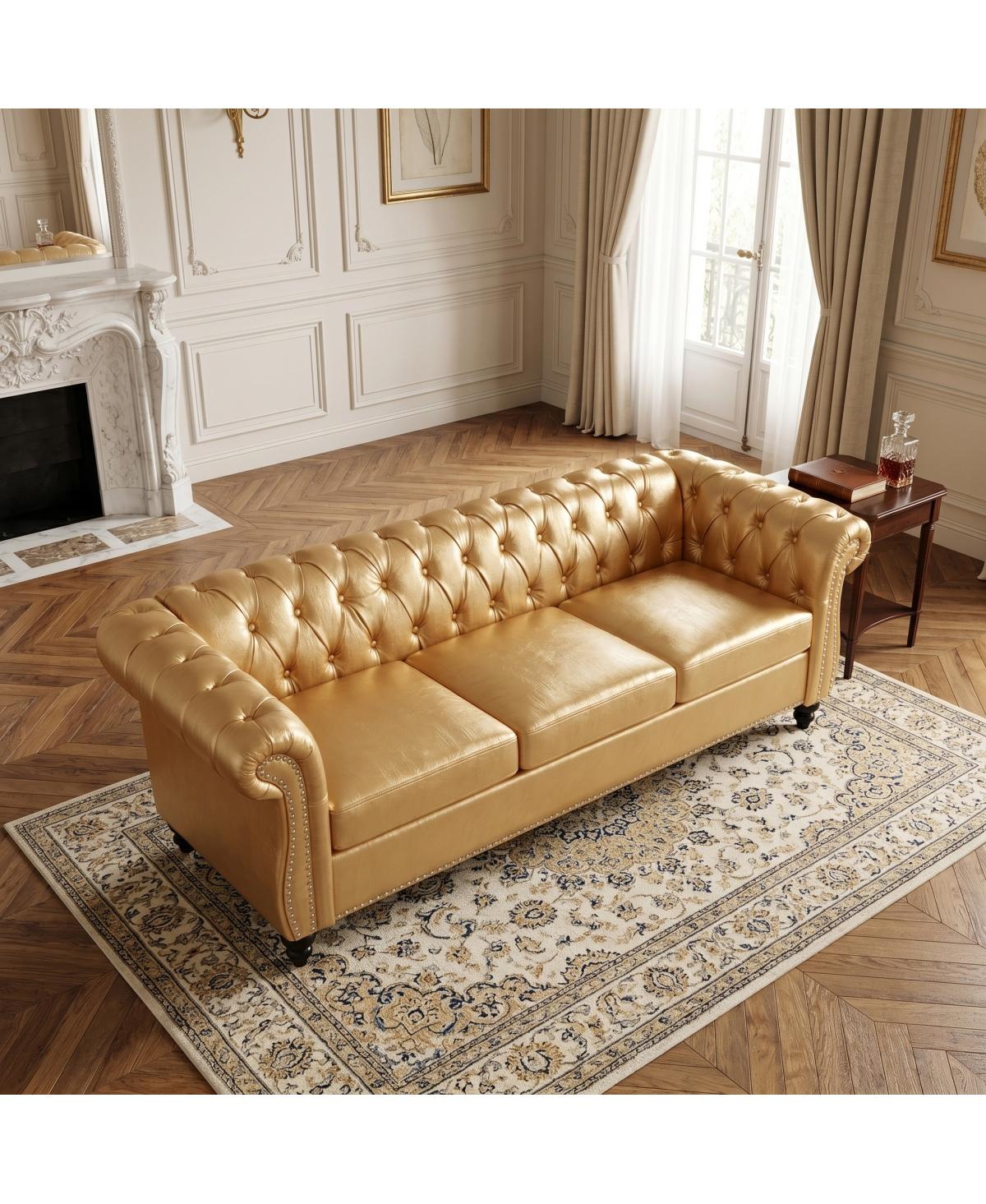 Streamdale Furniture 84.65" Rolled Arm Chesterfield 3 Seater Sofa