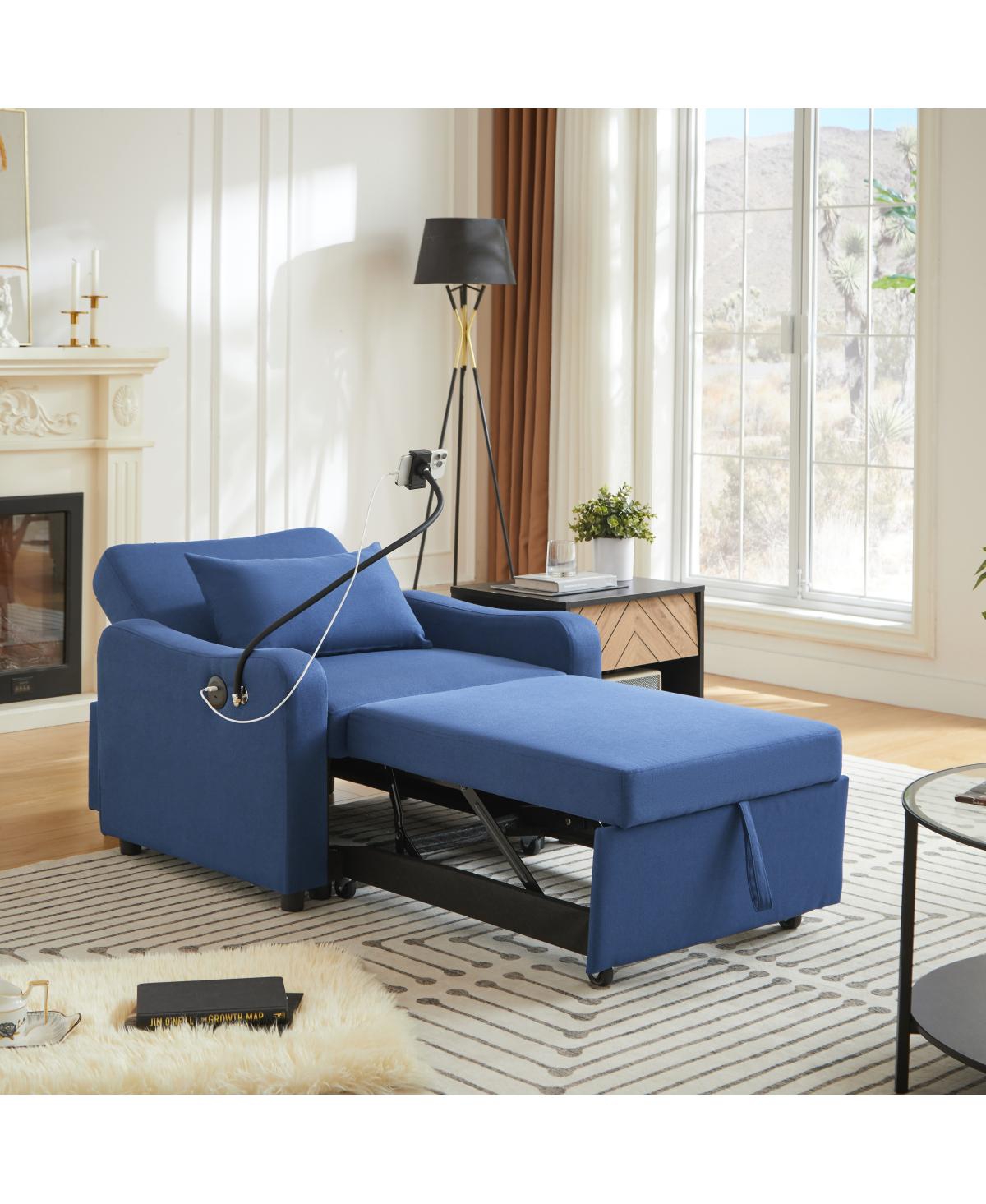 Streamdale Furniture 3-in-1 Sleeper Sofa Chair Bed with Usb and Adjustable Backrest