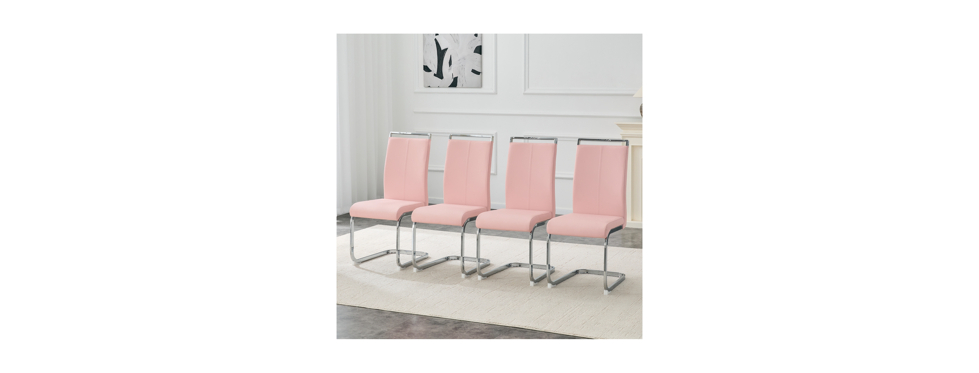 Streamdale Furniture Set of 4 Pu Dining Chairs with Legs