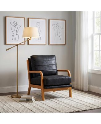 Solid Wood Accent Chair with Foil Fabric and Memory Foam Cushion