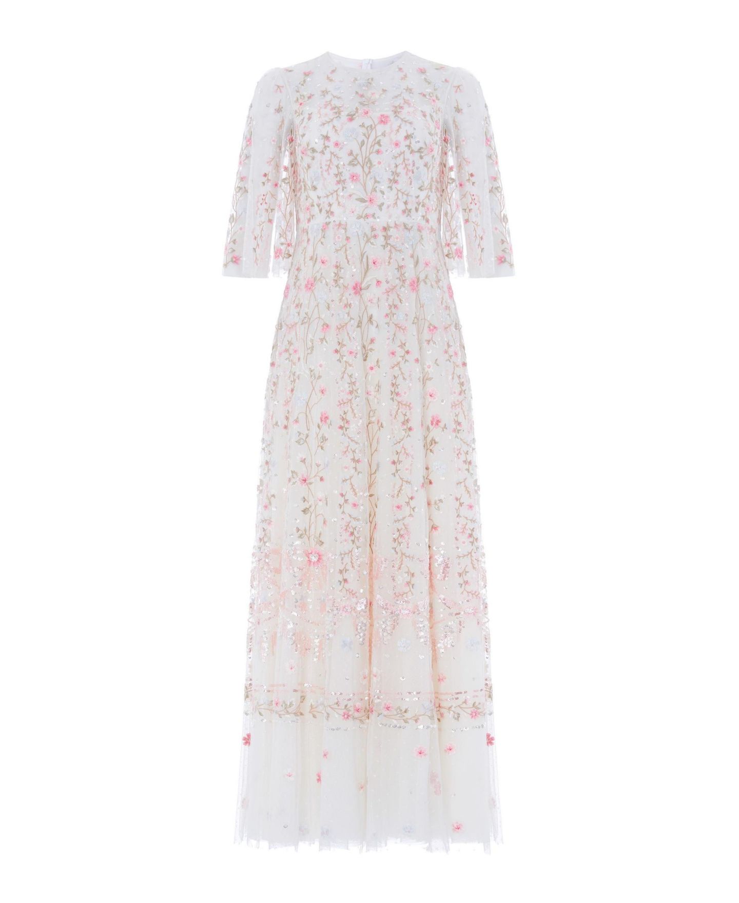 Женское платье Needle & Thread Rococo Ribbon Floral-Embroidered Sheer Gown, цвет: Меловой — фото 2