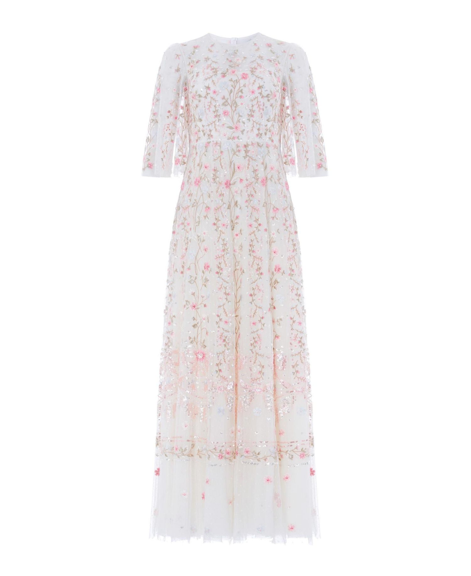 Women's Rococo Ribbon Floral-Embroidered Sheer Gown