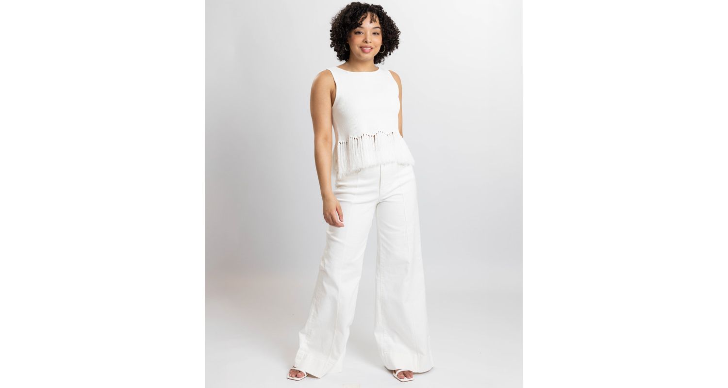 Women's Tanja Scoop Neck Fringe Peplum Sleeveless Knit Top