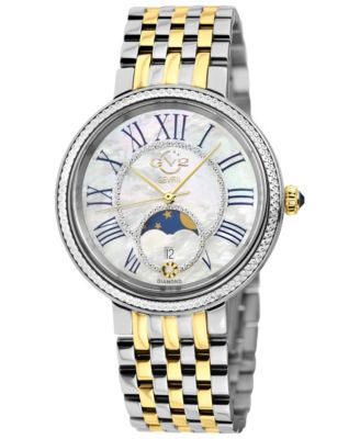Women's Genoa Swiss Quartz Two tone IPYG/SS Stainless Steel Bracelet Diamond Watch