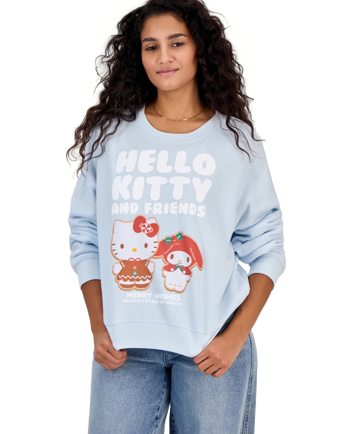 Grayson Threads, The Label Women's Hello Kitty Ginger Graphic Fleece Sweatshirt - Blue