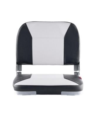 Low Back Folding Boat Seat with Waterproof Faux Leather Cover and Aluminum Hinges
