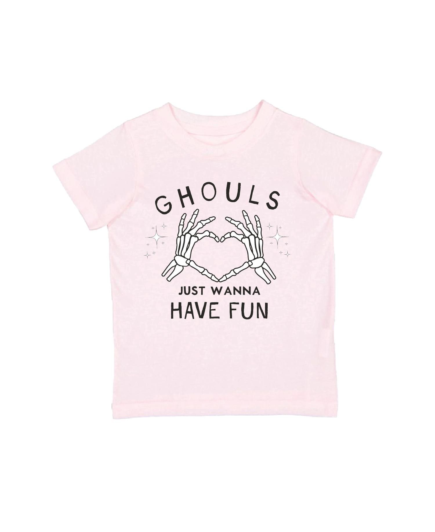 Little Girls Ghouls Just Wanna Have Fun Halloween Short Sleeve T-Shirt