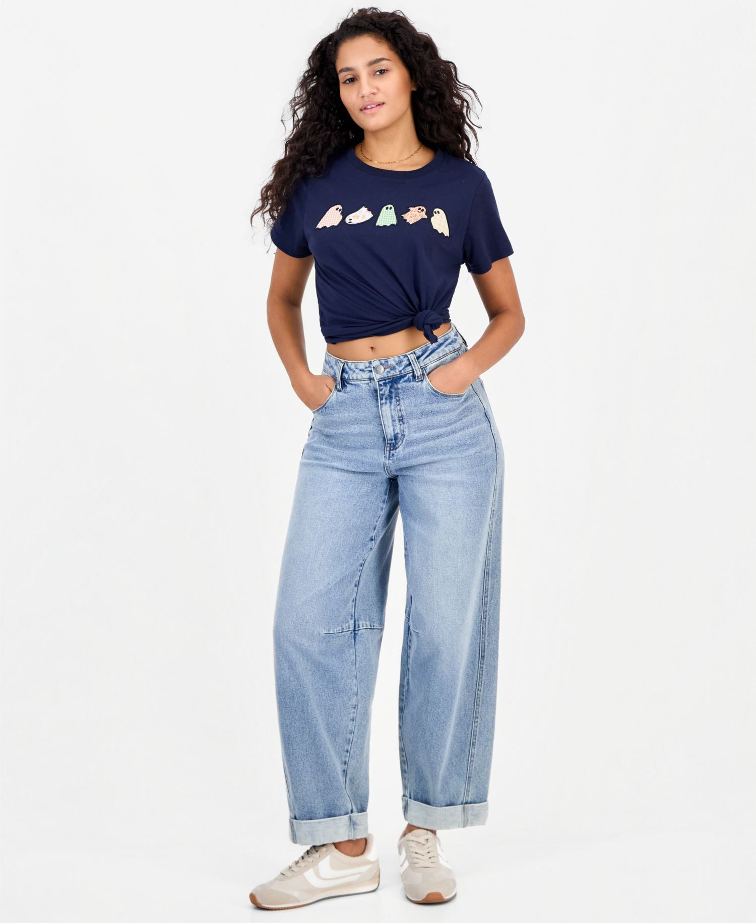 Juniors' Ghost Applique T-Shirt