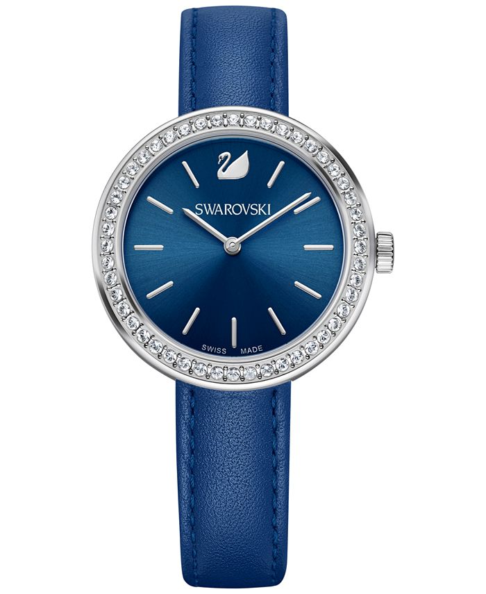 Swarovski Women's Swiss Daytime Blue Leather Strap Watch 31mm 5213977 ...