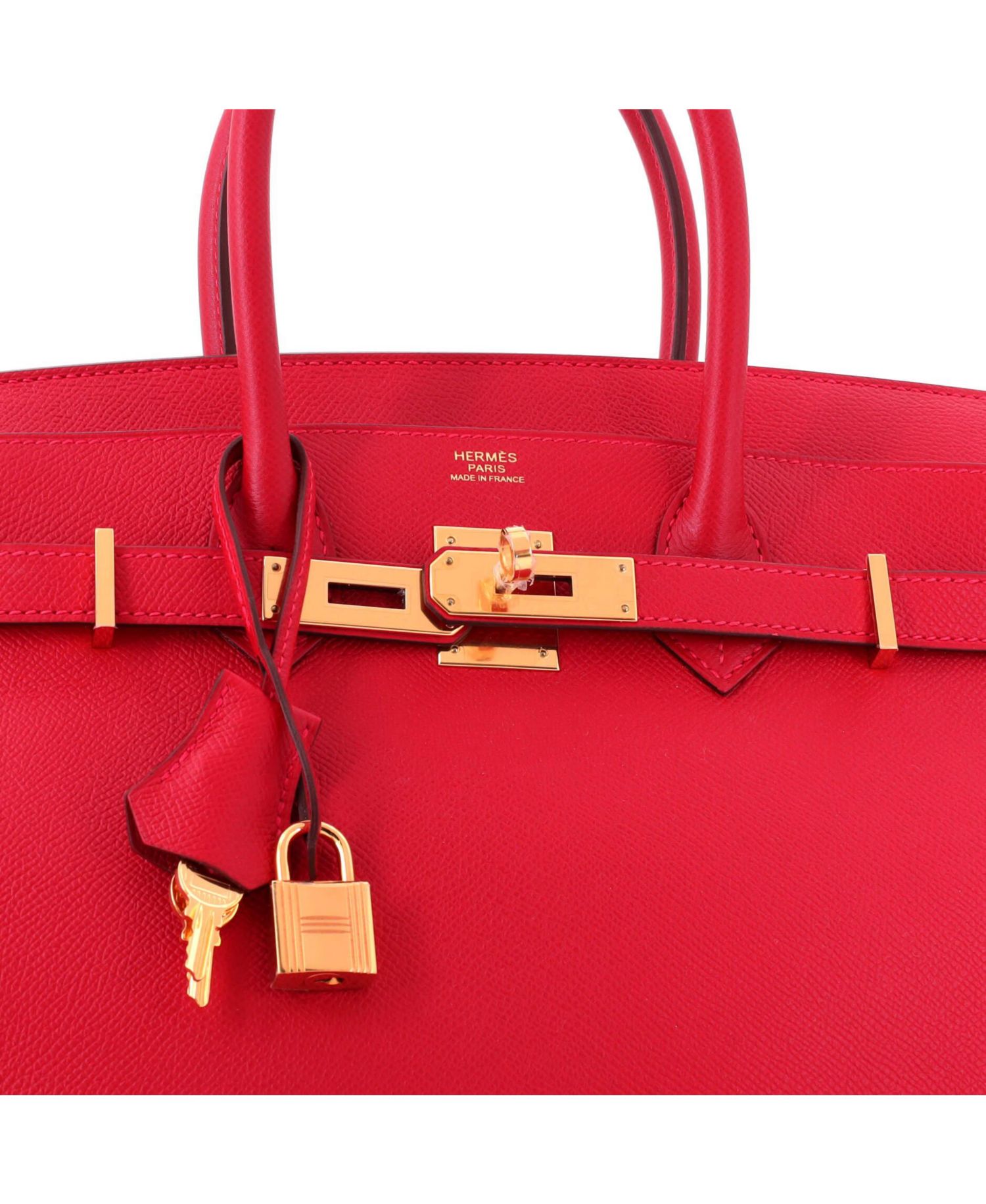 Pre-Owned Hermes Birkin 30 Handbag Red Epsom with Gold Hardware