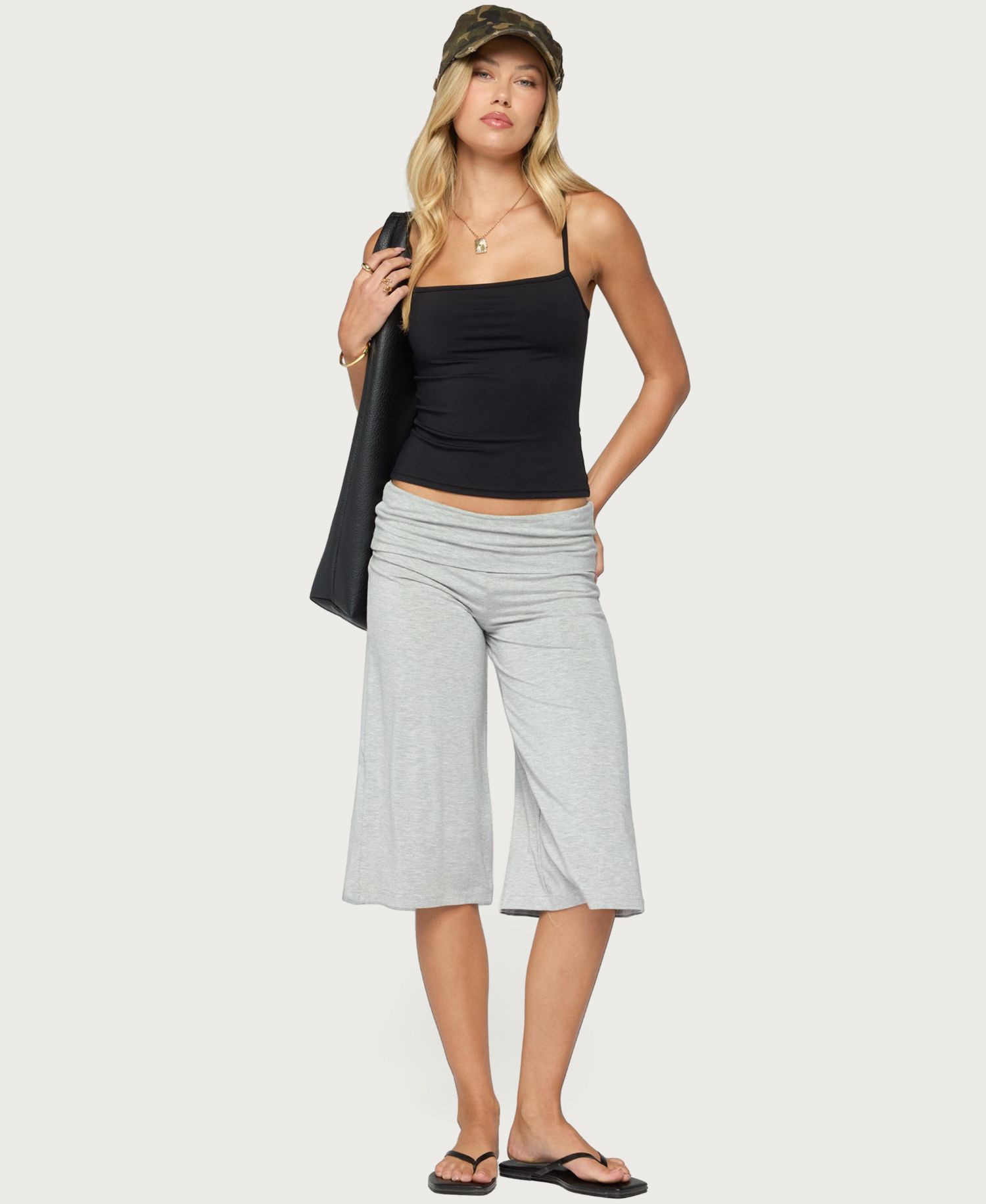 Women's Shirly Wide-Leg Foldover Waistband Capri Pants