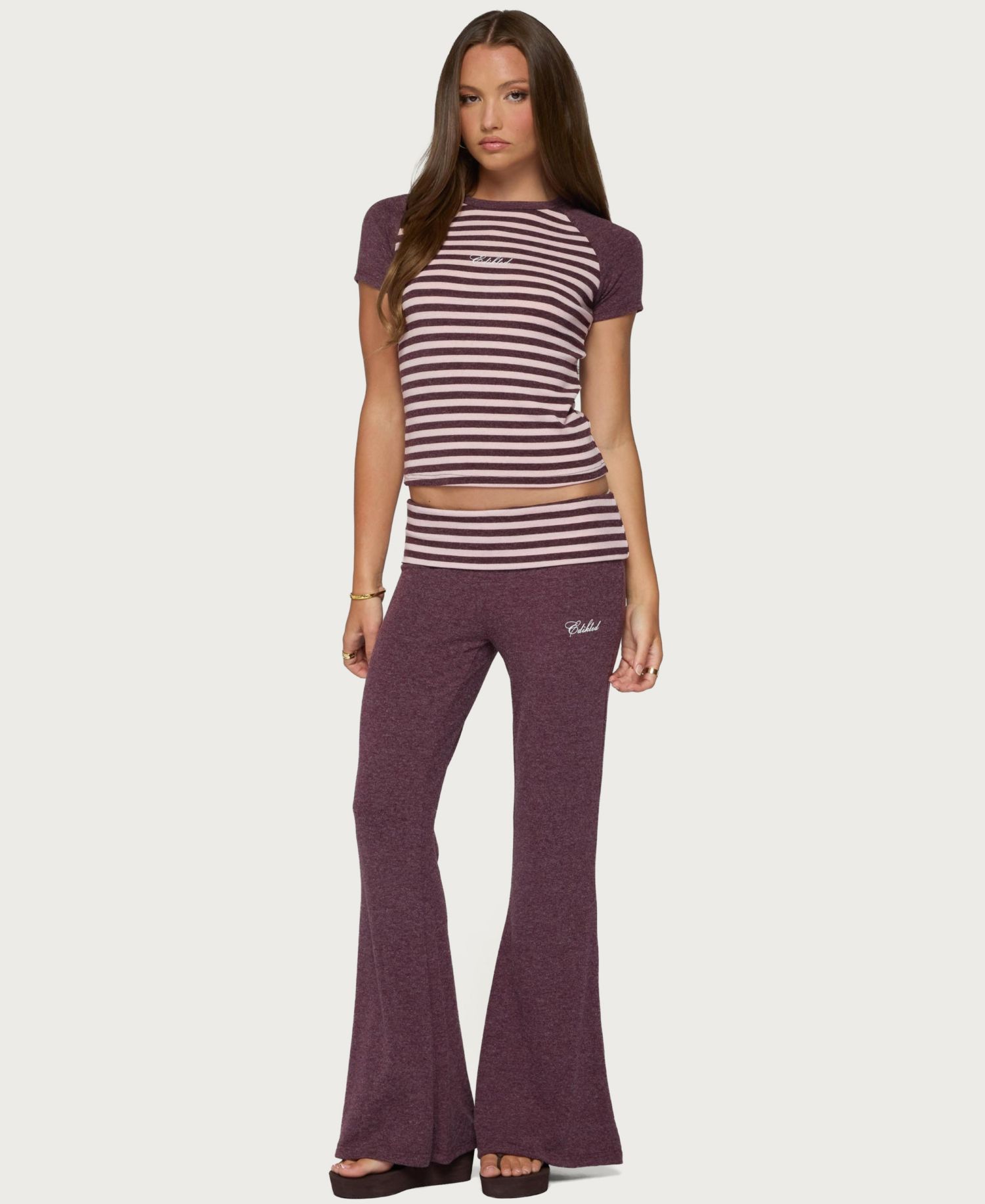 Women's Stay Low-Rise Striped Foldover Pants