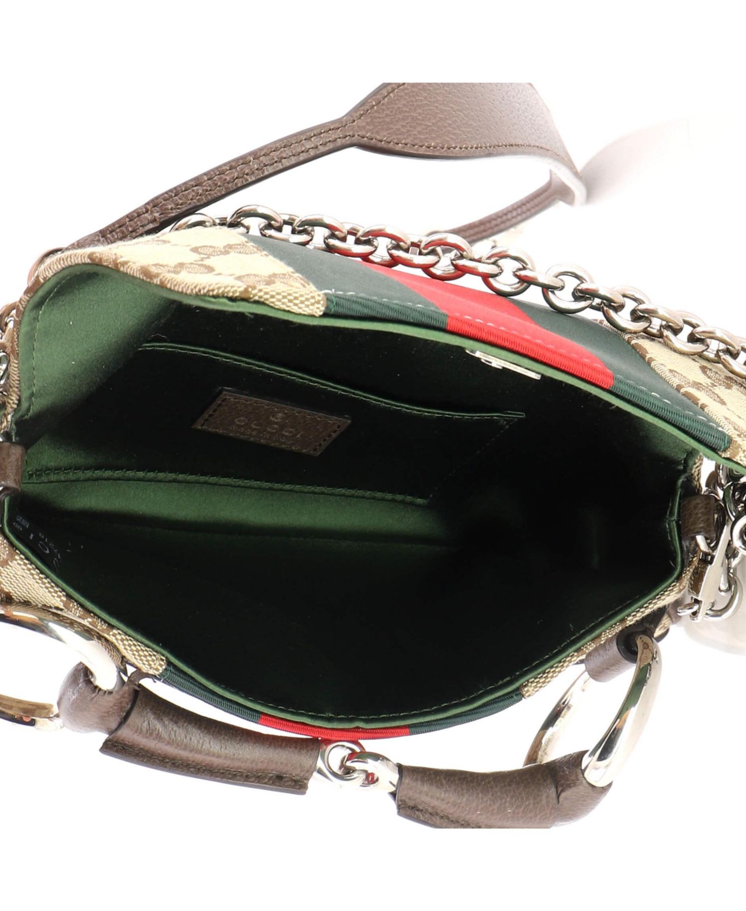 Small Horsebit NM Web Chain Clutch GG Canvas