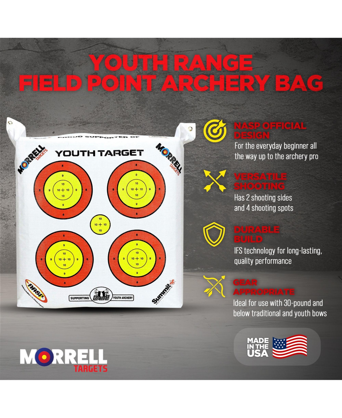 Morrell Lightweight Portable Youth Range Nasp Field Point Archery Bag Target