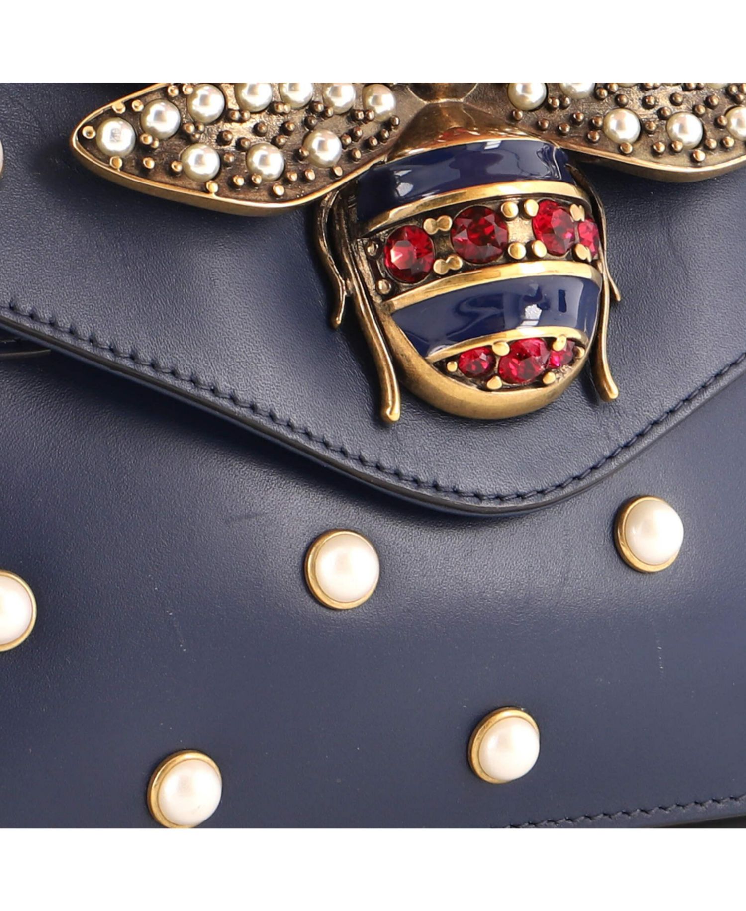 Mini Broadway Pearly Bee Shoulder Bag Embellished Leather