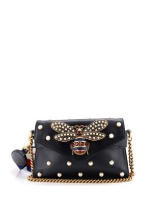 Mini Broadway Pearly Bee Shoulder Bag Embellished Leather