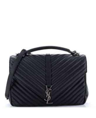Large Classic Monogram College Bag Matelasse Chevron Leather