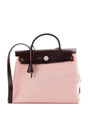 Pre-Owned Hermes 31 Herbag Zip Criss Viking Toile and Leather