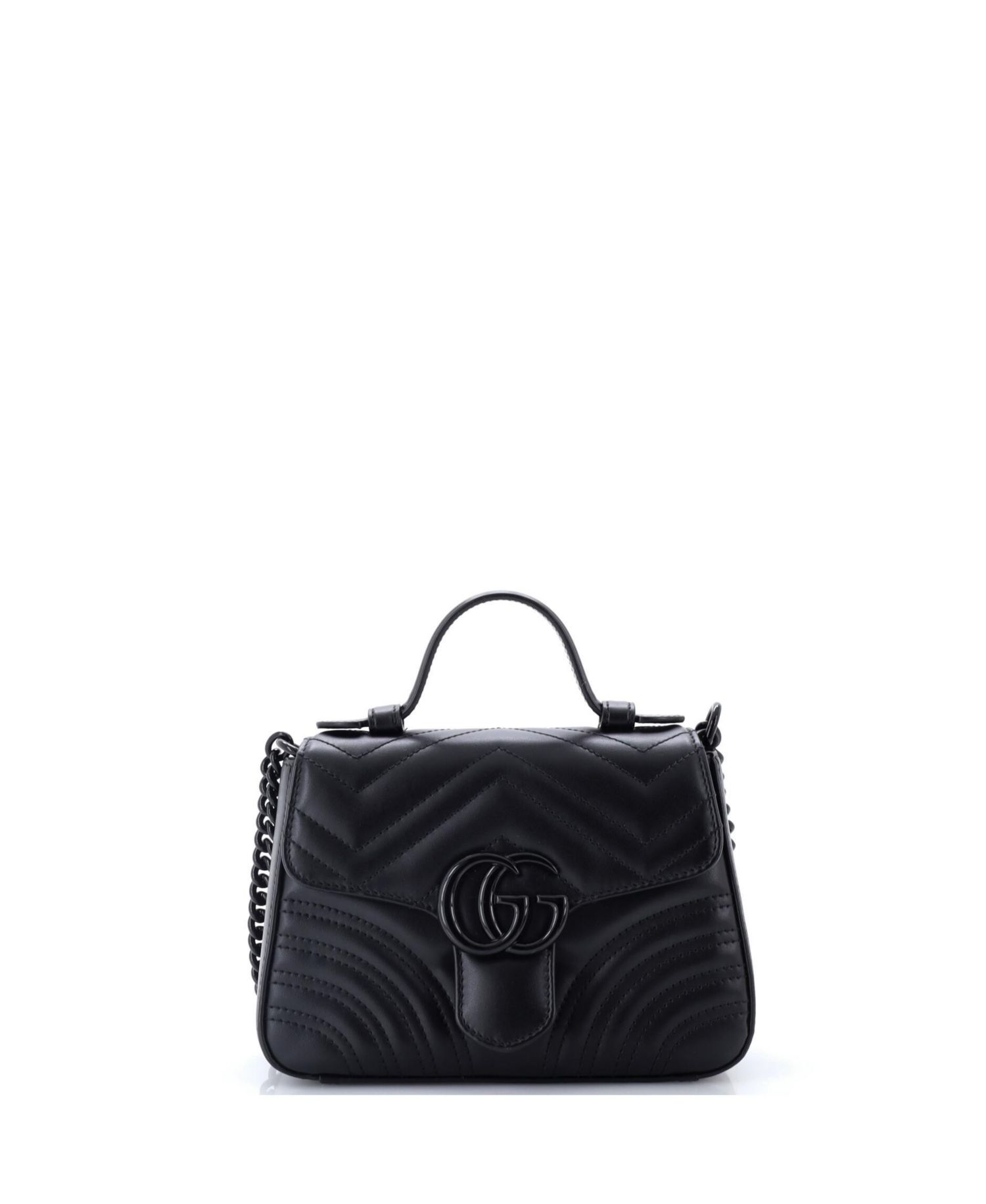 Mini GG Marmont Monochrome Top Handle Flap Bag Matelasse Leather