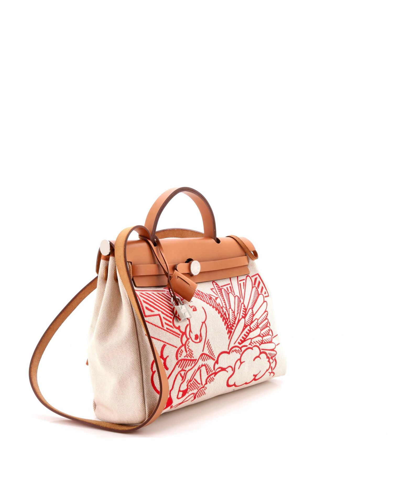 Pre-Owned Hermes 31 Herbag Zip Pegase Pop Toile and Leather