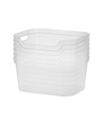 7 x 11 x 14.25 Inch Open Storage Bin w/ Carry Handles, Clear (6 Pack)