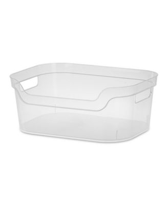 5.25x9.5x13 Inch Open Storage Bin w/ Carry Handles, Clear (16 Pack)