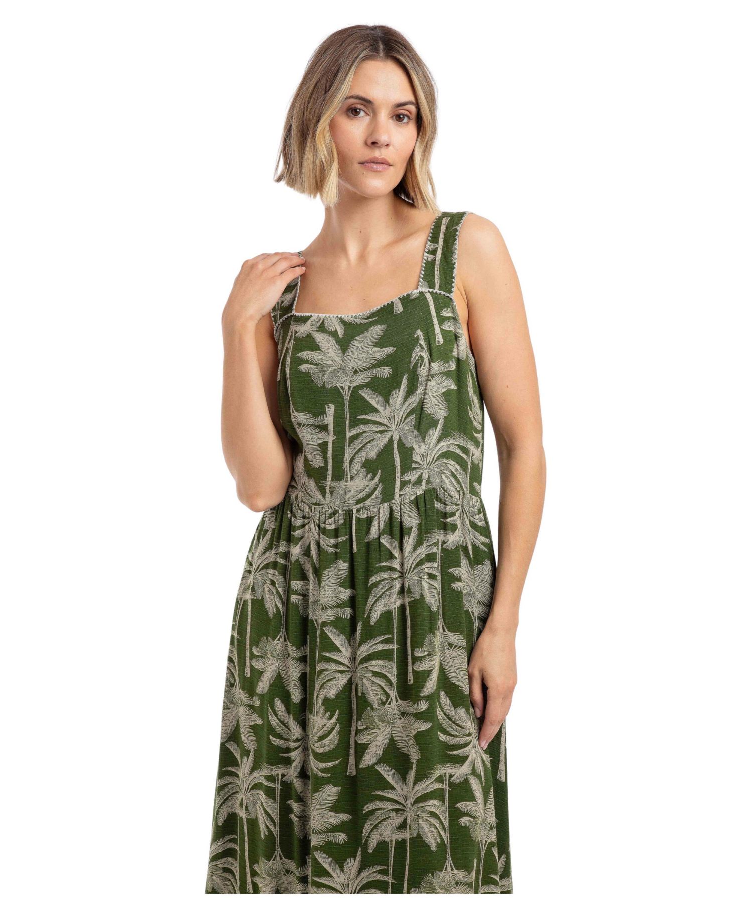 Women's Tatum Square Neck Midi Dress with Pockets