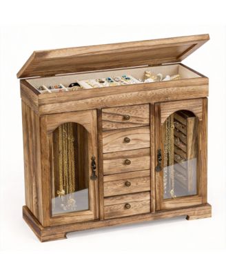 Rustic 5-Layer Jewelry Box for Women - Vintage Design with Mirror