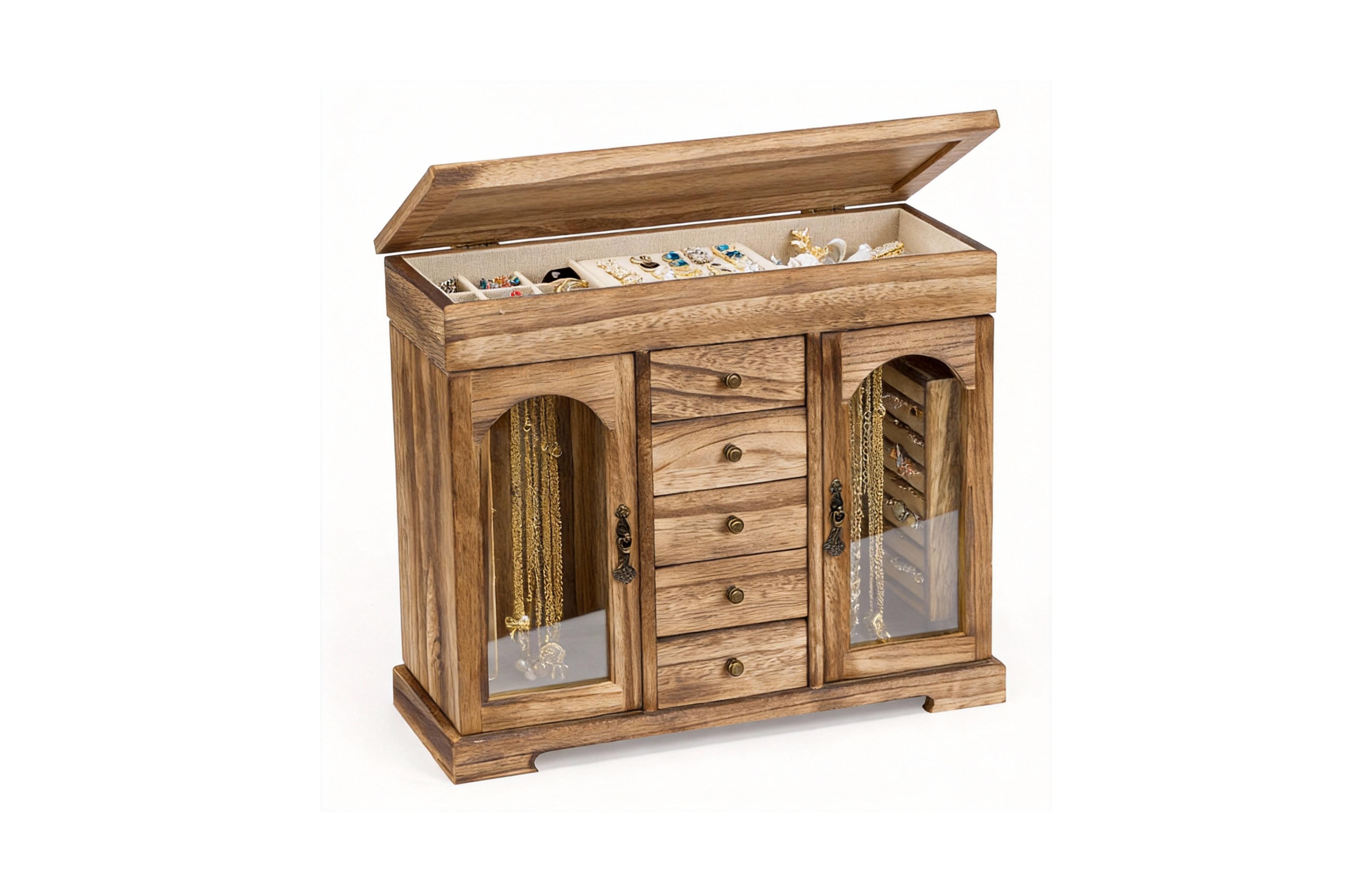 Yigii Rustic 5-Layer Jewelry Box for Women
