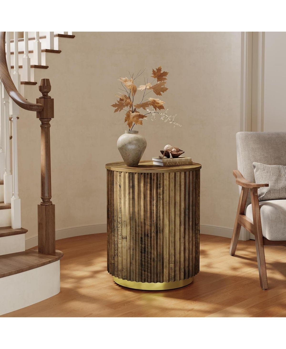Tribesigns Round Side Table Set of 2, Small Bedside Table for Sofa
