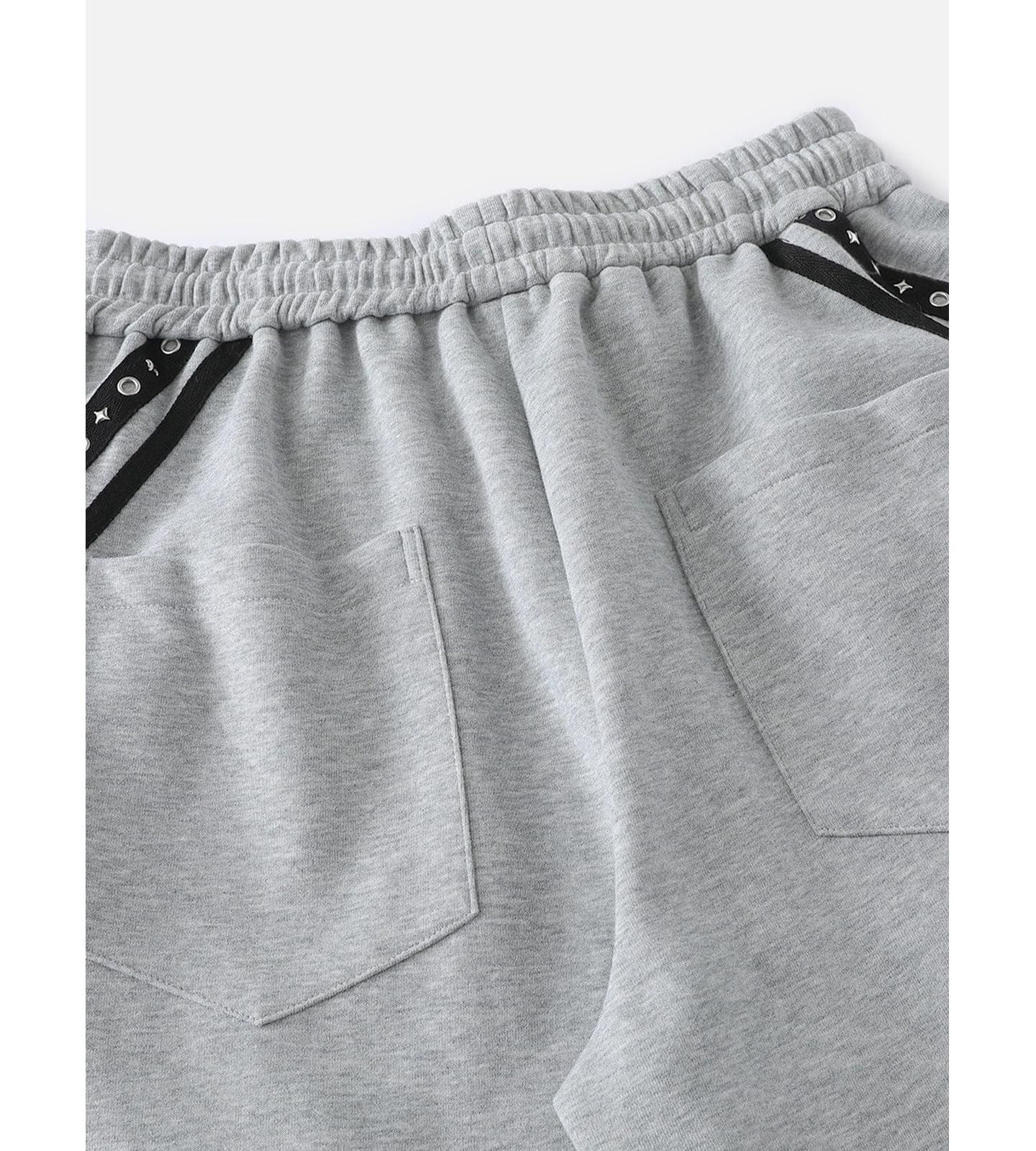 Женские брюки AELFRIC EDEN Baggy Barrel High-Rise Star-Stud Sweatpants, цвет: Серый — фото 7