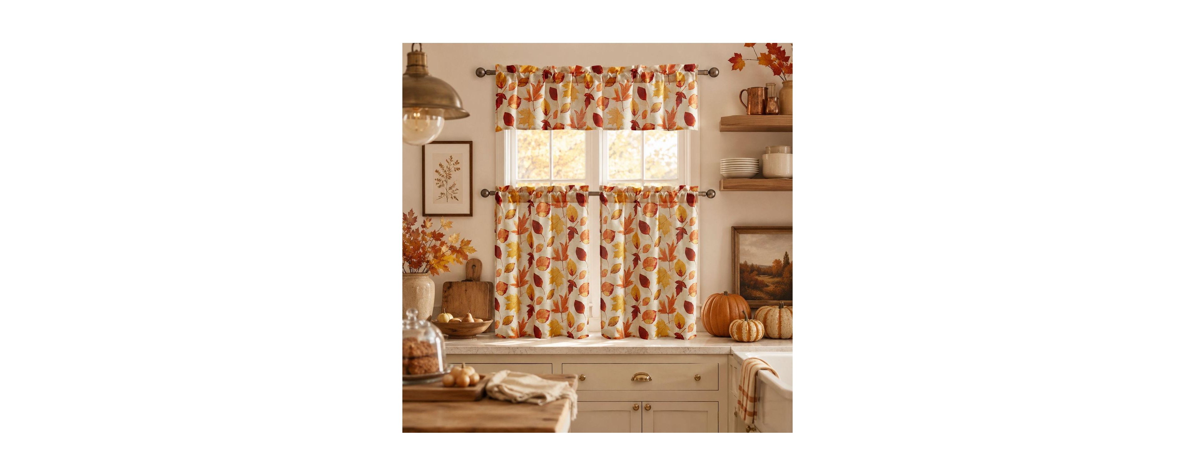 Kate Aurora Country Lemon Vine Complete 3 Piece Kitchen Curtain Tier & Valance Set - 58 in. W x 56 L, Multi