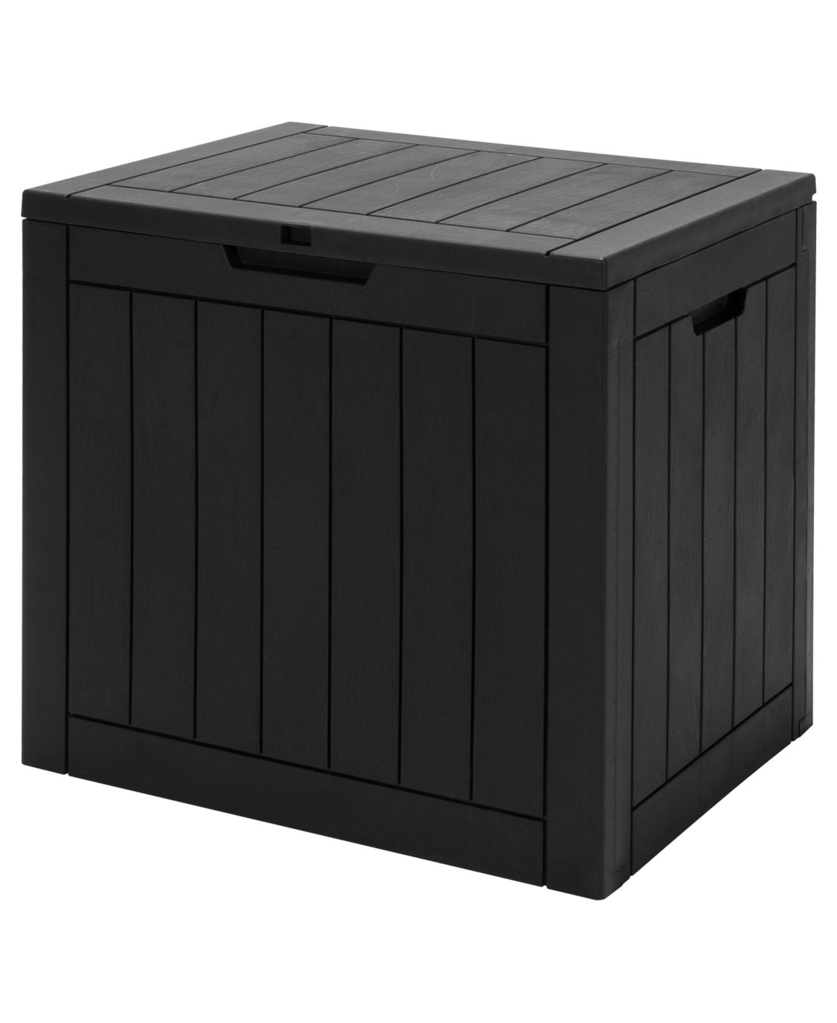 Mecale 30-Gallon Deck Box with Lockable Lid, Woodgrain Patio Storage Seat