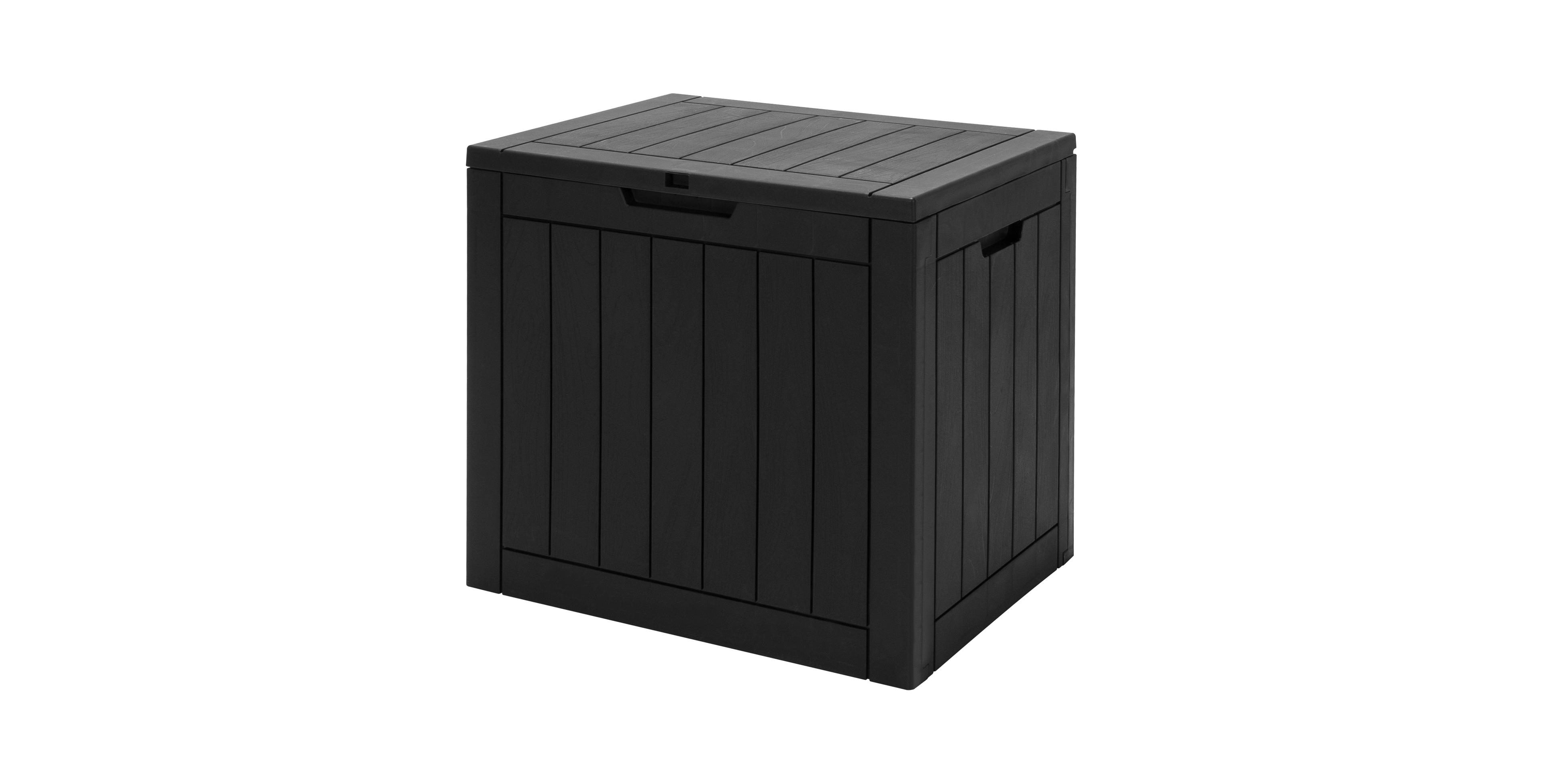 Mecale 30-Gallon Deck Box with Lockable Lid, Woodgrain Patio Storage Seat