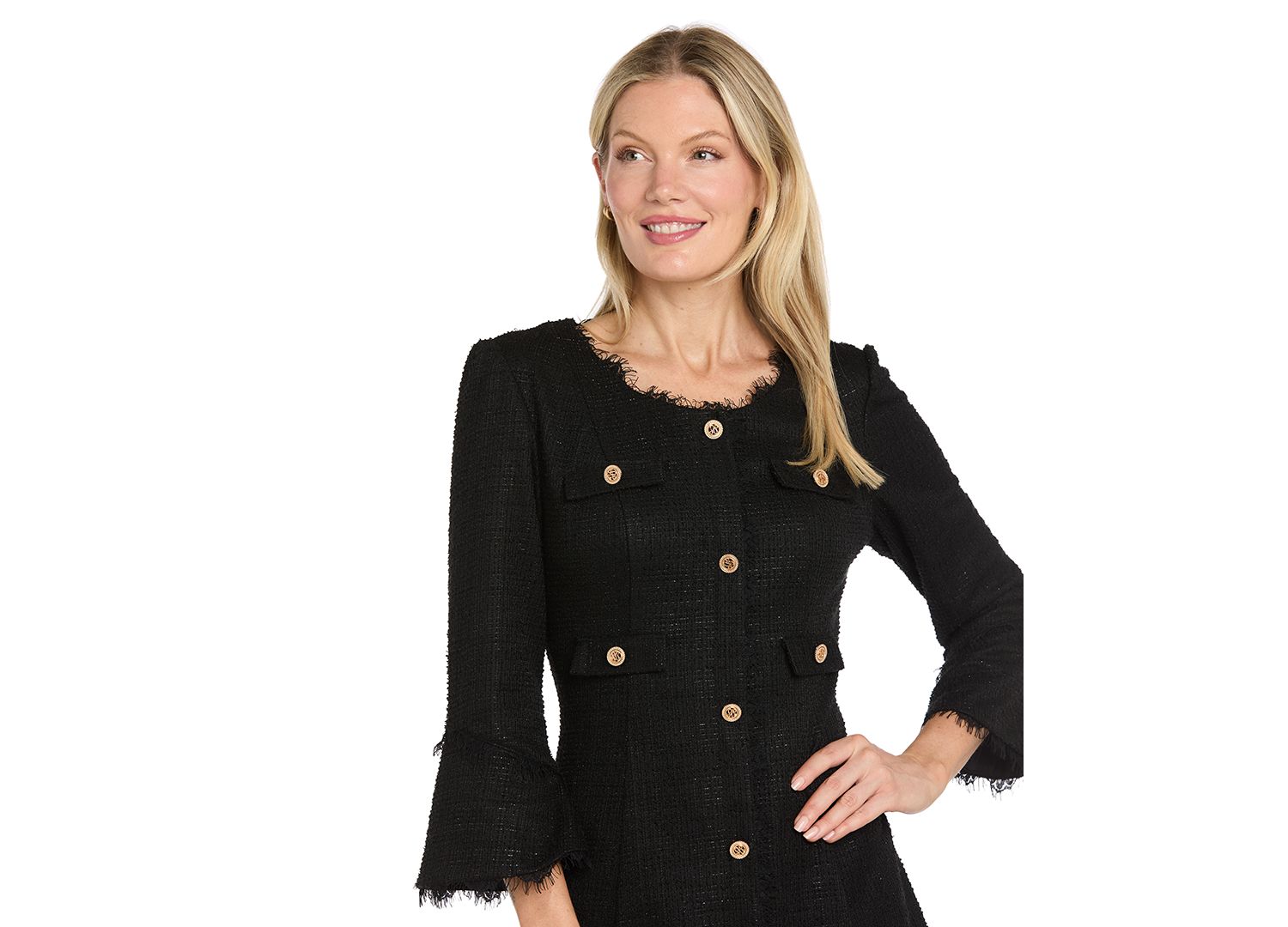 Women's Sophia Christina Bell-Sleeve Tweed Fit & Flare Dress