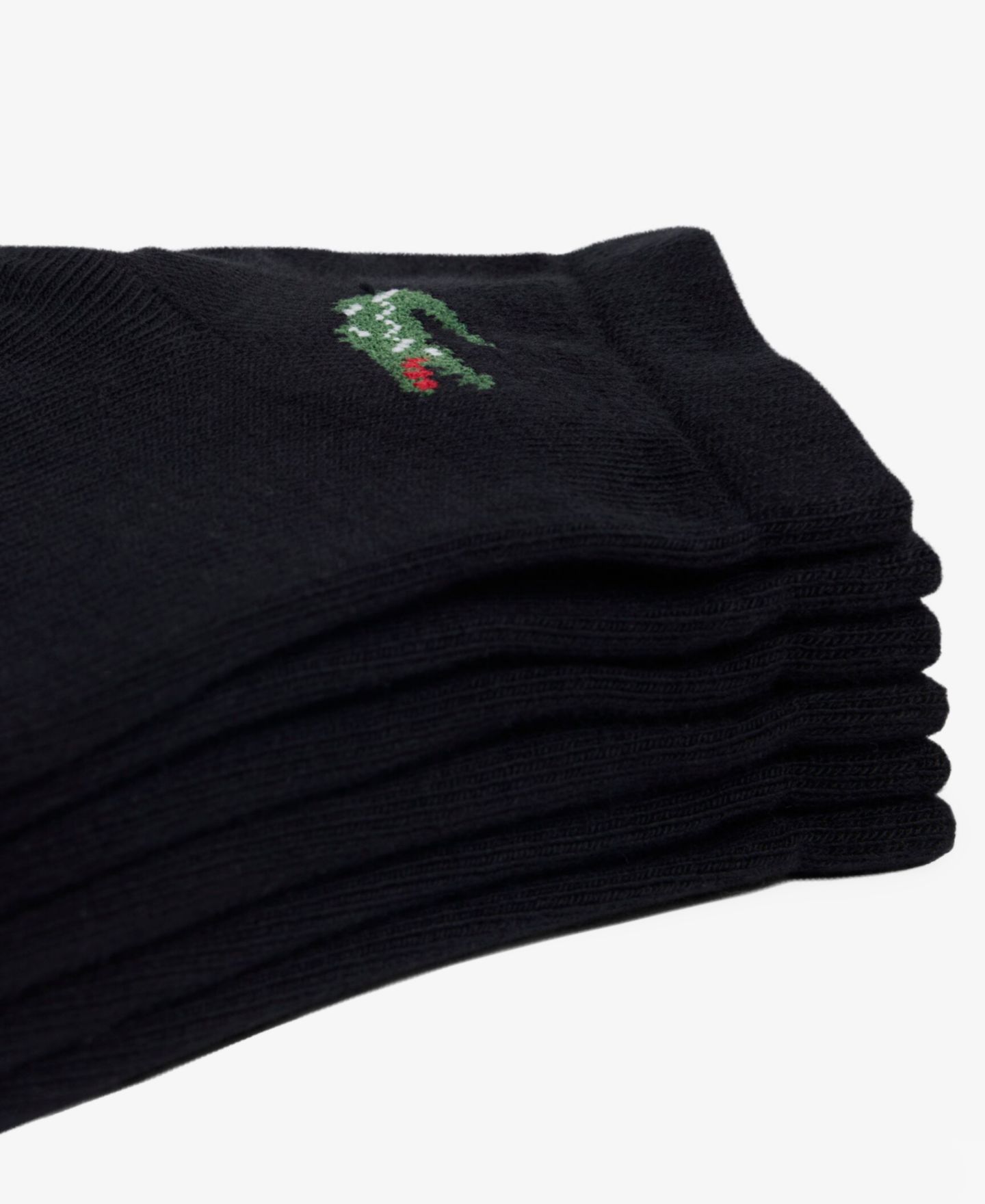 Мужские носки до щиколотки Lacoste с ребристой манжетой, набор из 3 пар, цвет: Чёрный — фото 2