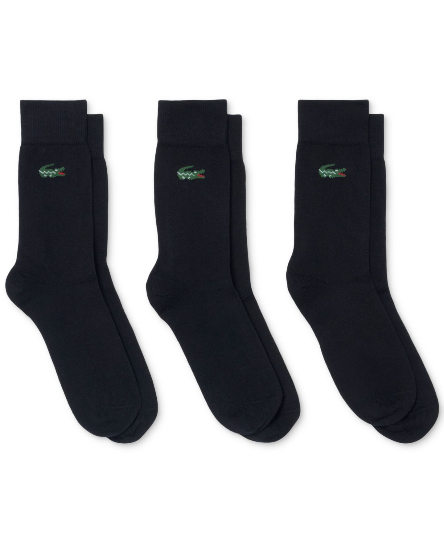 Носки Cuff для мужчин, в рубчик, 3 шт. — Lacoste, цвет: Чёрный — фото 1