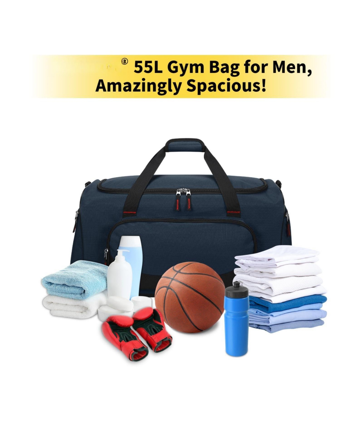 Aronkl 55L Large Heavy-Duty Sports Duffle Bag with Multi Compartments for Hiking, Camping Gear Storage and Intensive Outdoor Workout
