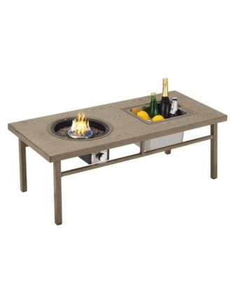 47" 3-in-1 Aluminum Propane Fire Pit Table with Ice Bucket, 50000 BTU