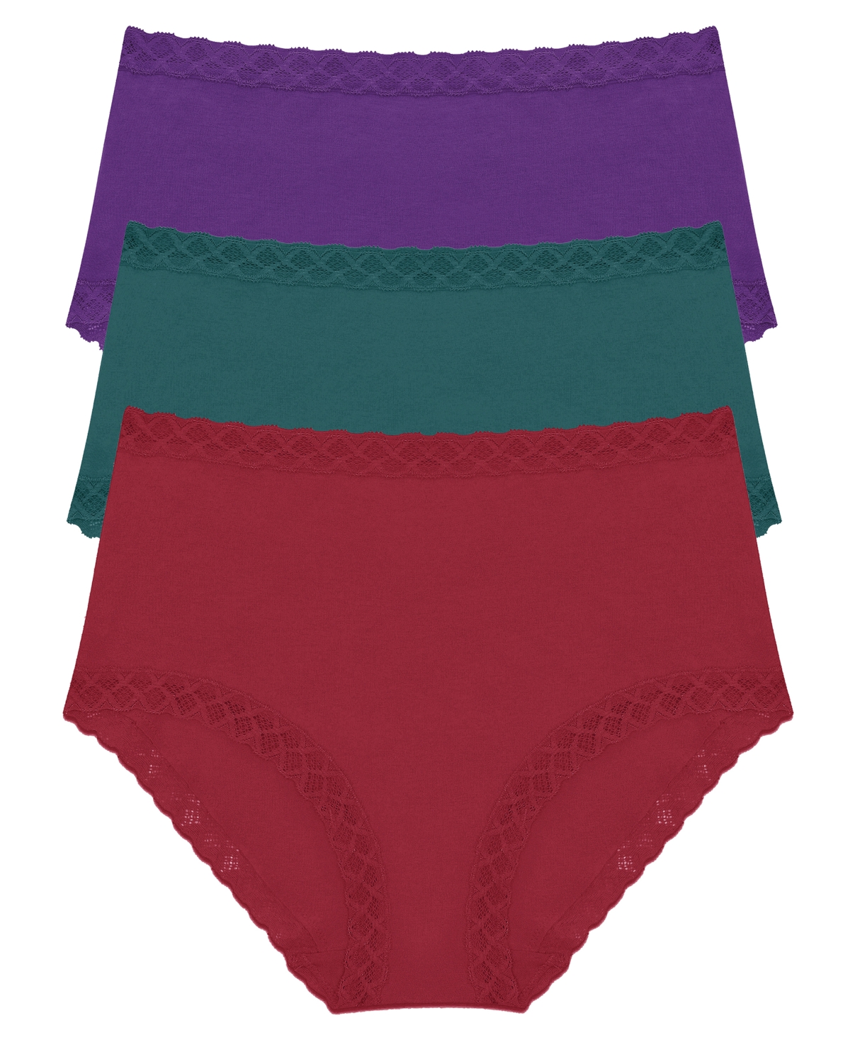 Bliss Cotton Full Brief 3-Pack - Dark Wisteria/Emerald Blue/Deep Rouge / M