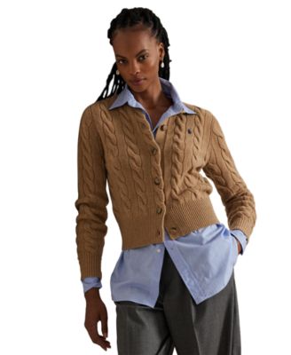 Women's Cable-Knit Wool-Cashmere Cardigan Sweater